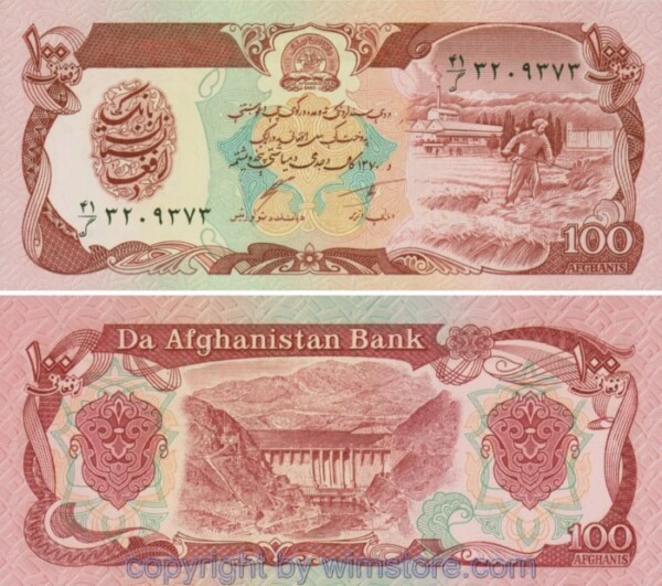 Afghanistan, P058c, 100 Afghanis 1370/1991, Signatur 4; 1