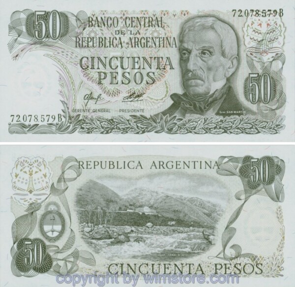 Argentinien, P301b, 50 Pesos (1976 - 1978), Serie B, Titel C; 1