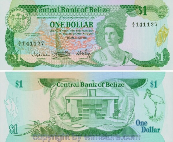 Belize, P043, 1 Dollar 1983, Serie A/6; 1