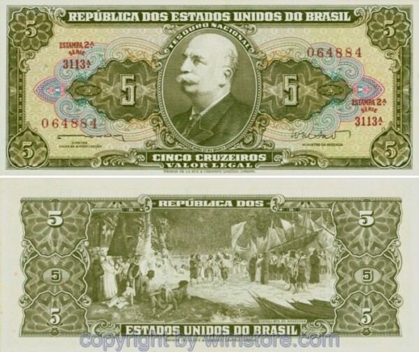 Brasilien, P176a, 5 Cruzeiros (1962), Signatur 11; 1