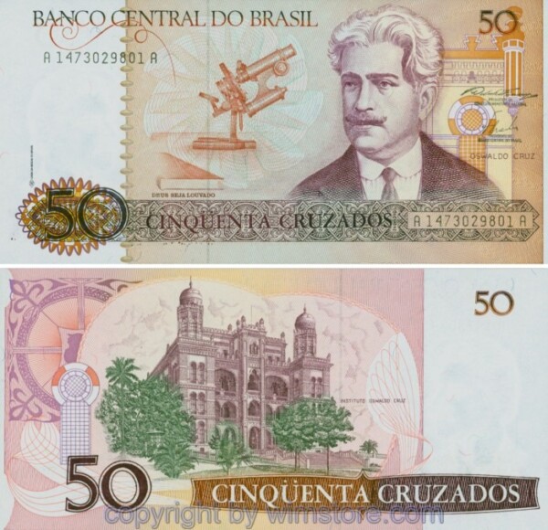 Brasilien, P210a, 50 Cruzados (1986), Signatur 23; 1