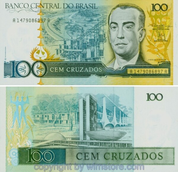 Brasilien, P211b, 100 Cruzados (1987), Signatur 24; 1