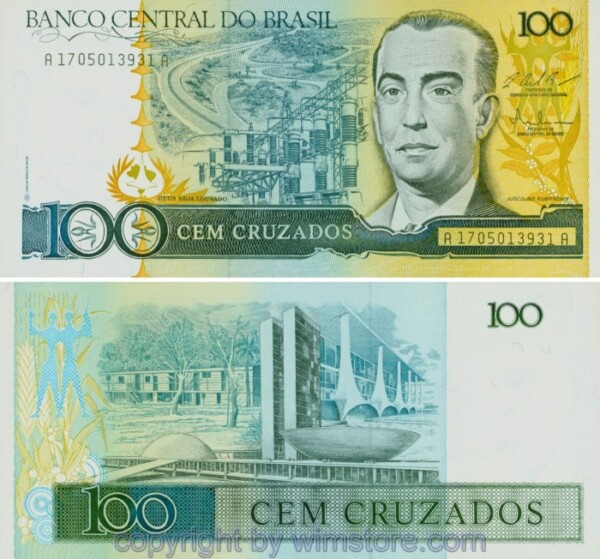 Brasilien, P211c, 100 Cruzados (1987), Signatur 25; 1