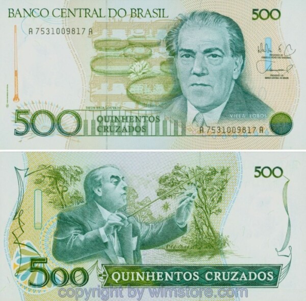 Brasilien, P212d, 500 Cruzados (1988), Signatur 26; 1
