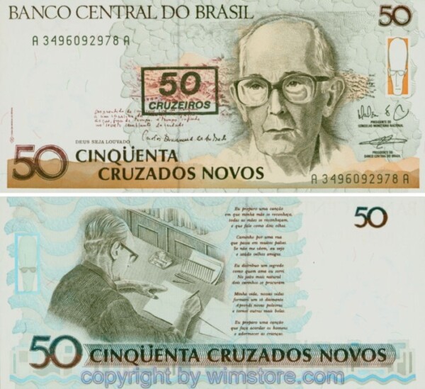 Brasilien, P223, 50 Cruzeiros (1990), Signatur 27; 1