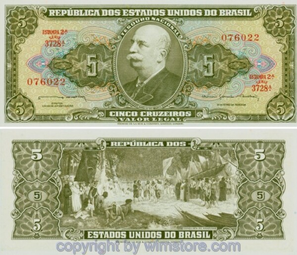 Brasilien, P176c, 5 Cruzeiros (1964), Signatur 13; 1