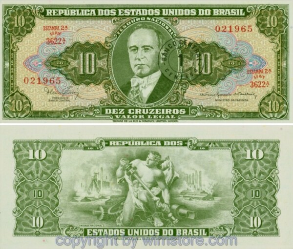 Brasilien, P183b, 1 Centavo (1967), Signatur 15; 1