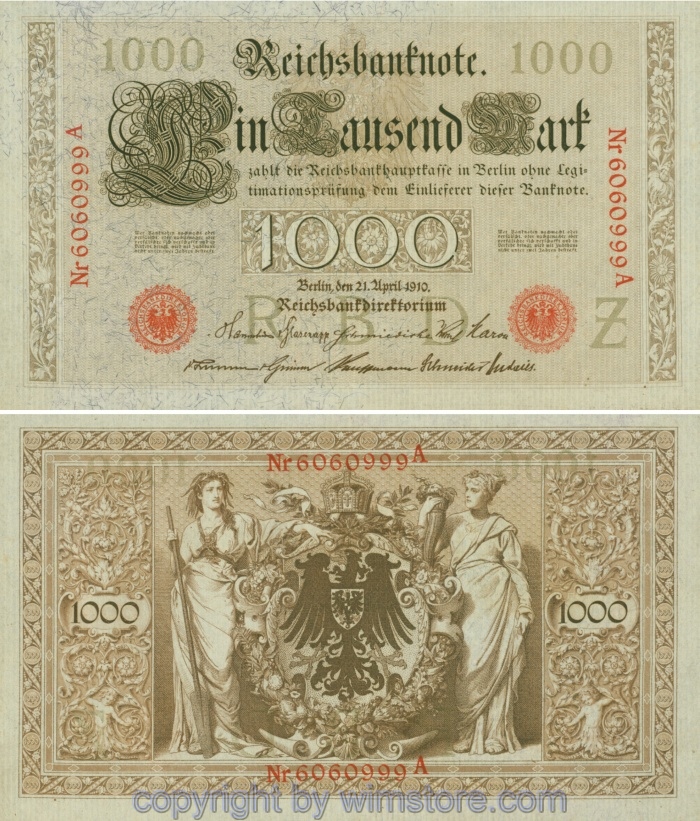 Deutschland, Reichsbank und Reichskassenscheine, R 045b, 1000 Mark, 21.04.1910