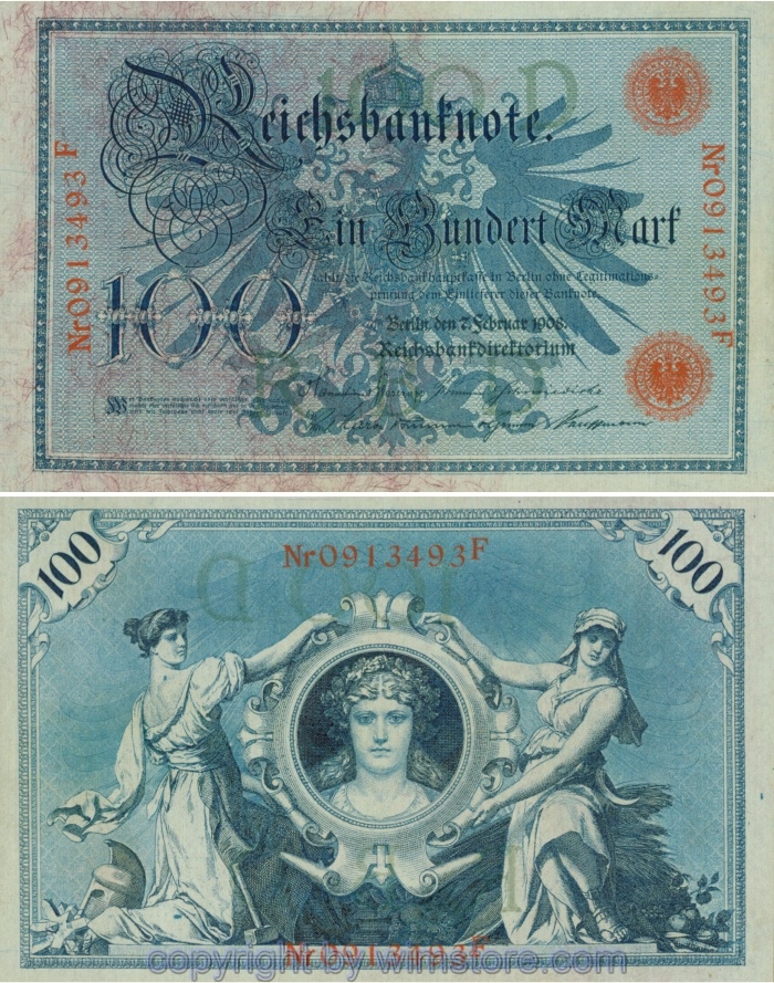 Deutschland, Reichsbank und Reichskassenscheine, R 033b, 100 Mark, 07.02.1908