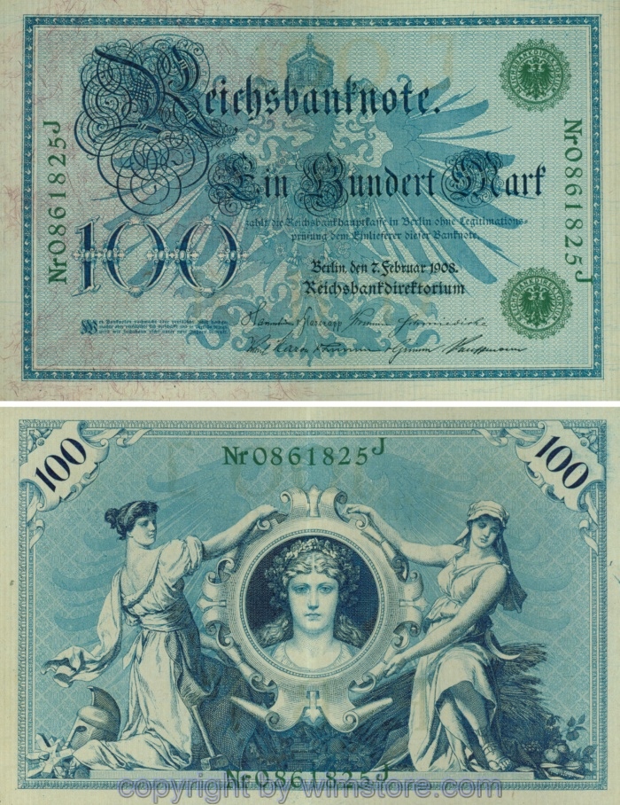 Deutschland, Reichsbank und Reichskassenscheine, R 034, 100 Mark, 07.02.1908