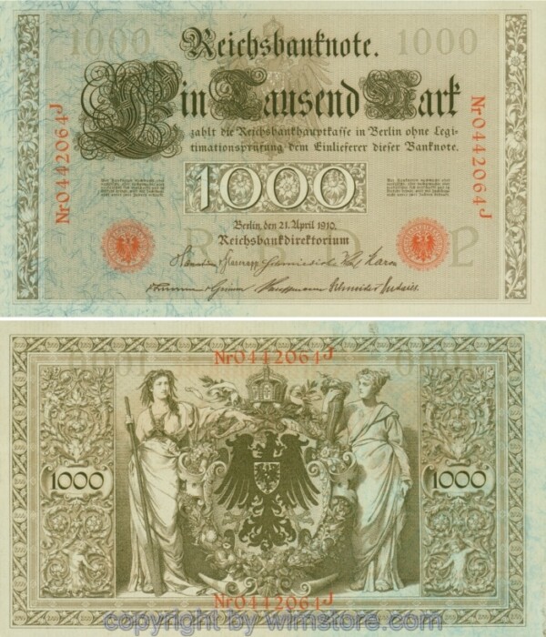 Deutschland, Reichsbank und Reichskassenscheine, R 045g, 1000 Mark, 21.04.1910