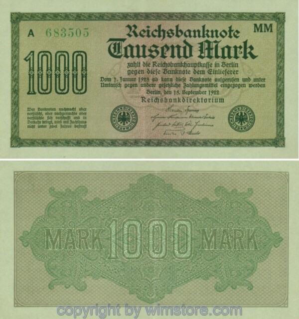 Deutschland, Inflation, R 075f, 1000 Mark, 15.09.1922