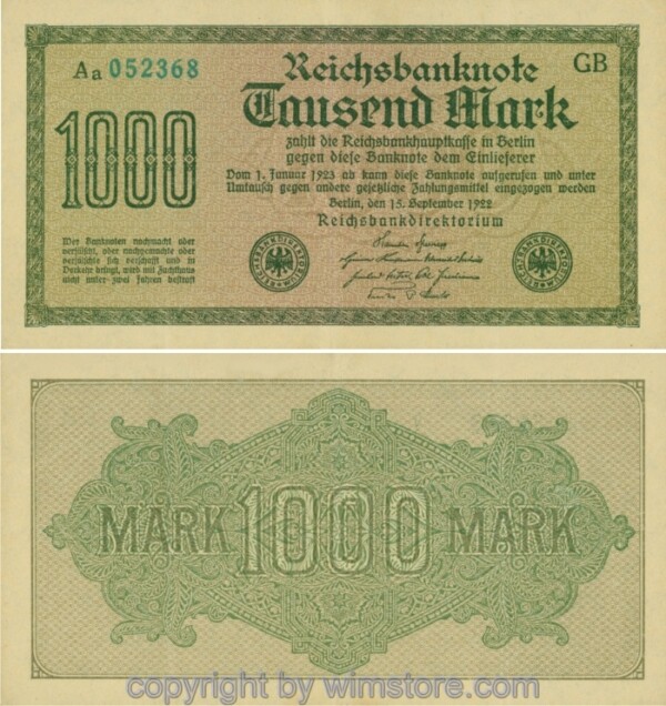 Deutschland, Inflation, R 075n, 1000 Mark, 15.09.1922
