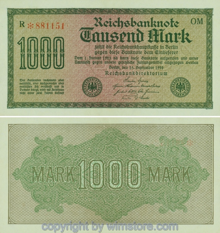 Deutschland, Inflation, R 075q, 1000 Mark, 15.09.1922