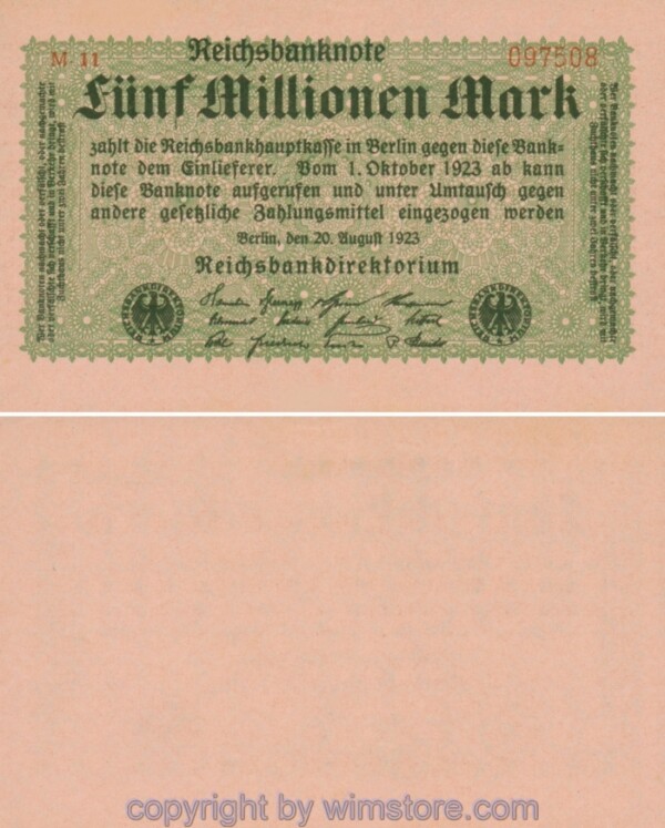 Deutschland, Inflation, R 104b2, 5 Millionen Mark, 20.08.1923