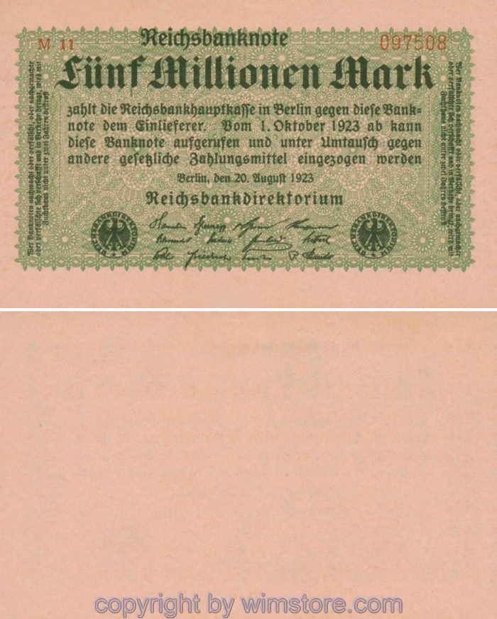Deutschland, Inflation, R 104b2, 5 Millionen Mark, 20.08.1923