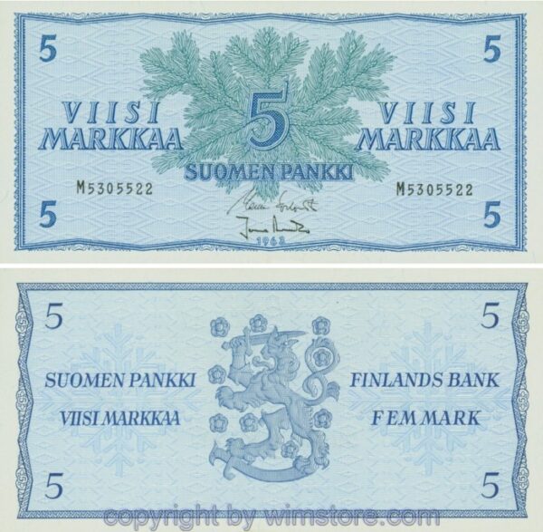 Finnland, P099a, 5 Markkaa 1963, Serie M; 1