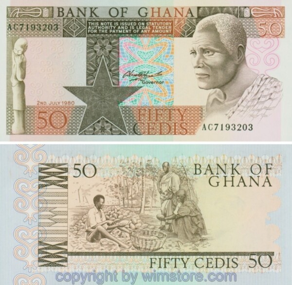 sg13406 Ghana, P022b, 50 Cedis 1980-07-02, Serie AC; 1