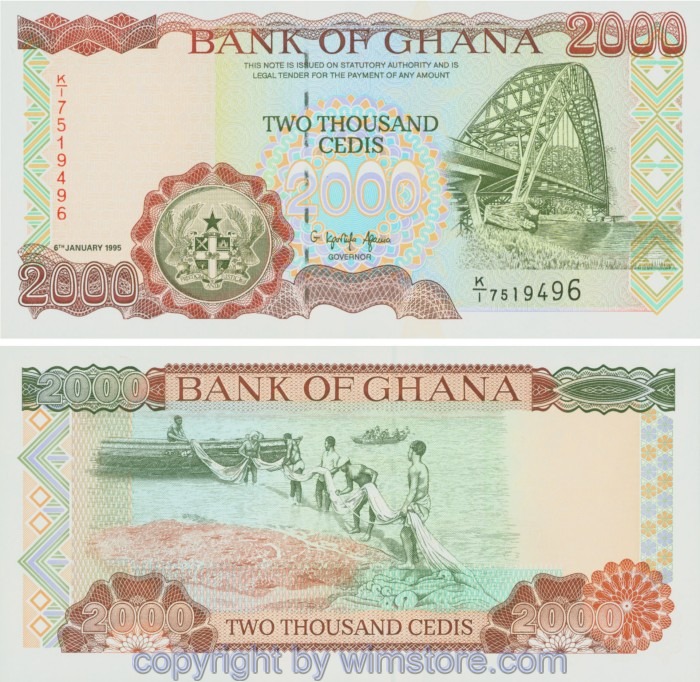 sg13412 Ghana, P030b, 2000 Cedis 1995-01-06, Serie K/1; 1