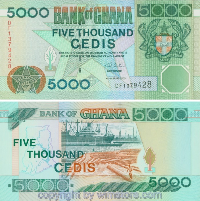 sg13418 Ghana, P034i, 5000 Cedis 2003-08-04, Serie DF; 1