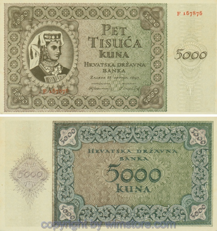 Kroatien, P14a, 5000 Kuna 15.07.1943