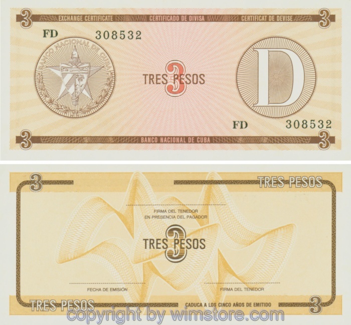Kuba, PFX33, 3 Pesos, nicht datiert