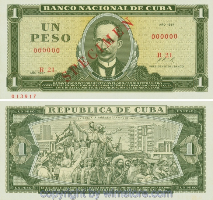 Kuba, P102s1, 1 Peso, Specimen