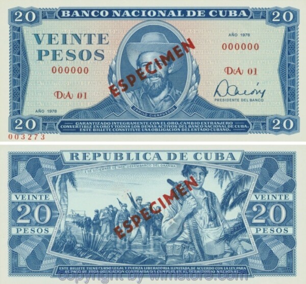 Kuba, P105s2, 20 Pesos, Especimen