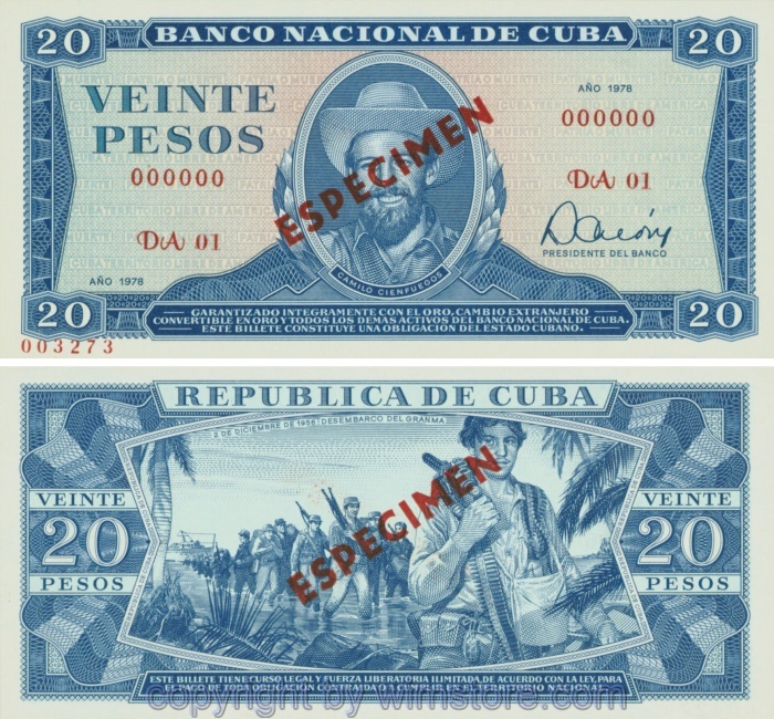Kuba, P105s2, 20 Pesos, Especimen
