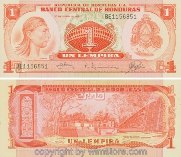 Honduras, P062, 1 Lempira 1978, Serie BE; 1