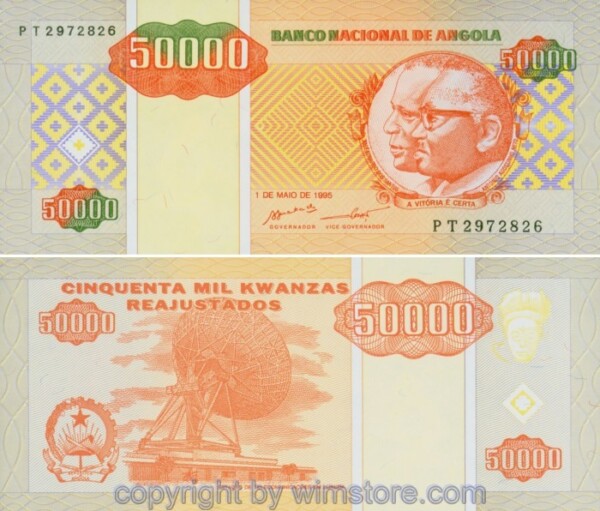 Angola, P138, 50000 Kwanzas Reajustados 1995, Serie PT, Signatur 20; 1