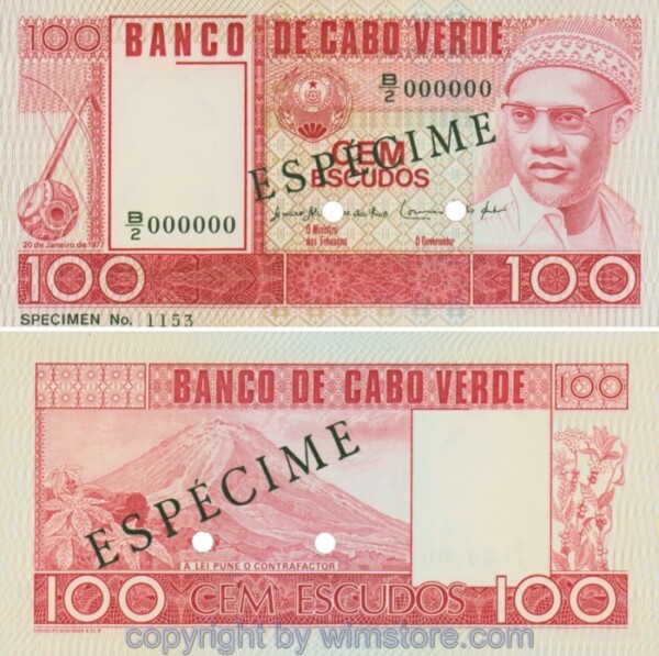 Cape Verde, P54s, 100 Escudos 1977, Specimen, Serie B2; 1