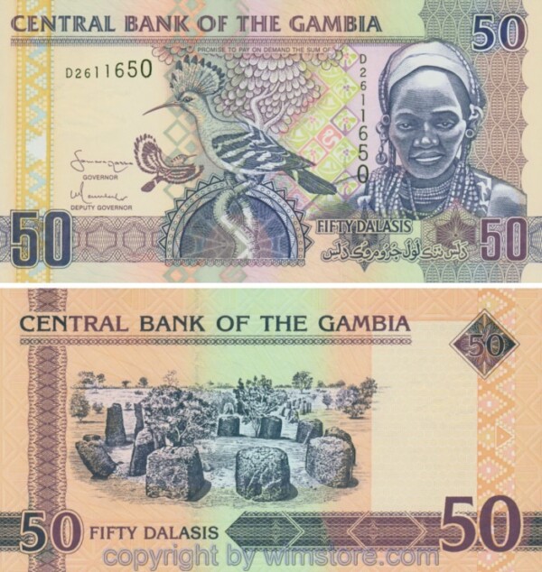 Gambia, P028a, 50 Dalasis (2006-2013), Serie D, Sign. 15; 1
