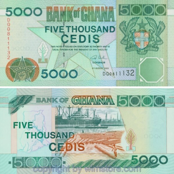 Ghana, P034i, 5000 Cedis 2003-08-04, Serie DQ; 1