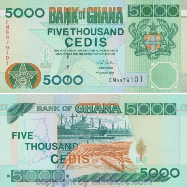 Ghana, P034i, 5000 Cedis 2006-08-04, Serie EM; 1