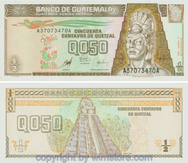 Guatemala, P098, 1/2 Quetzal 1998-01-09, Serie A-A, Sign. 46; 1