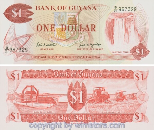 Guyana, P021f, 1 Dollar (1989); Serie B/21, Sign. 7; 1-