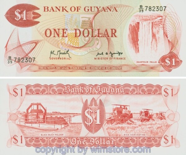 Guyana, P021g, 1 Dollar (1992); Serie B/39, Sign. 8; 1