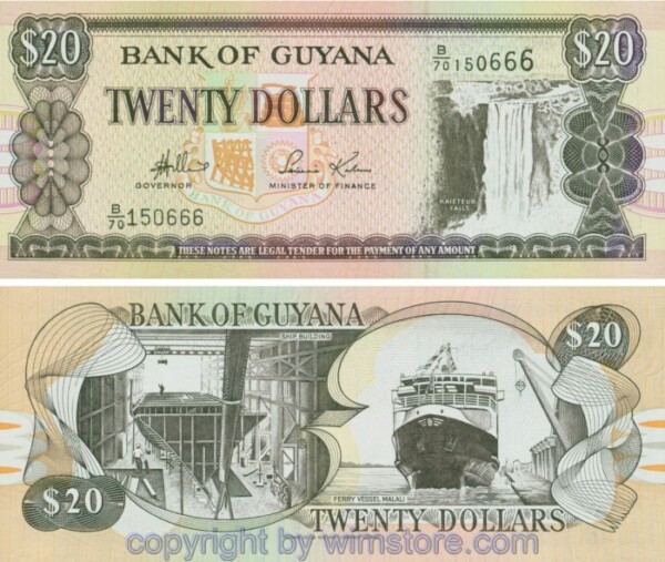 Guyana, P030d,  20 Dollars (2006); Serie B/70, Sign. 13(A); 1