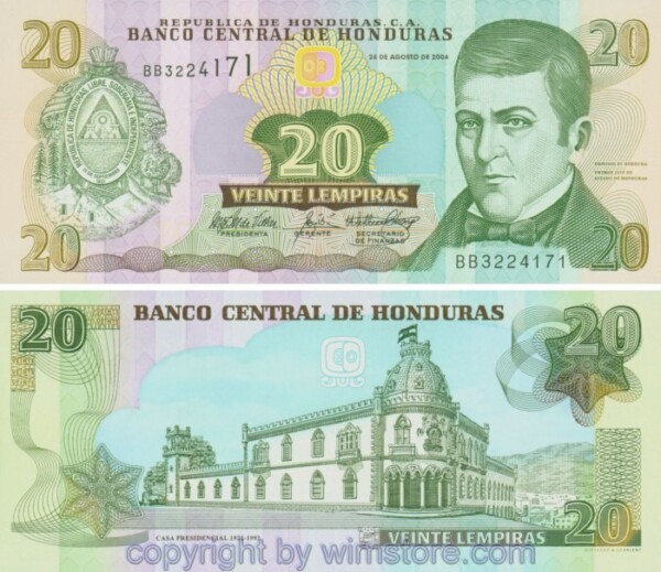 sg20674 Honduras, P092, 20 Lempiras 2004, Serie BB; 1