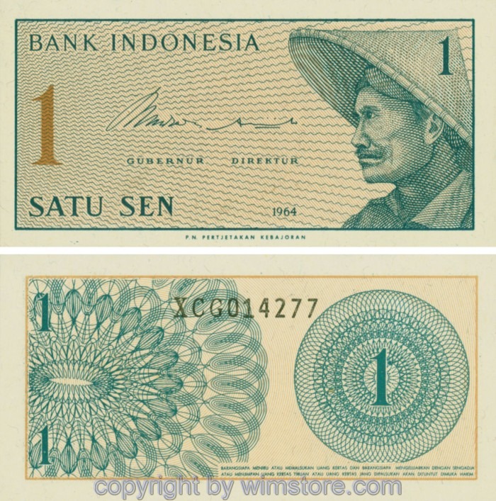 Indonesien, P090a, 1 Sen 1964