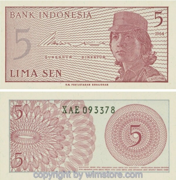 Indonesien, P091a, 5 Sen 1964