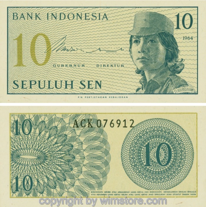 Indonesien, P092a, 10 Sen 1964