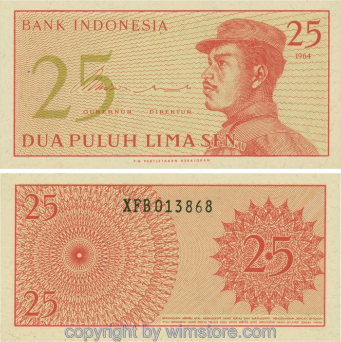 Indonesien, P093a, 25 Sen 1964