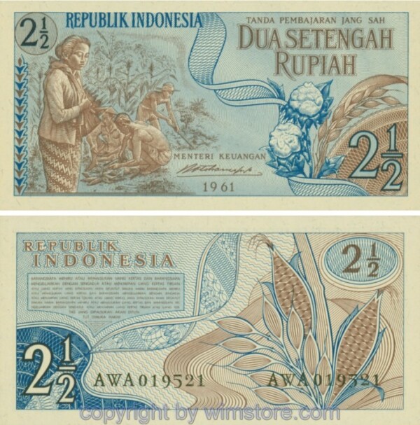 Indonesien, P079, 2 1/2 Rupiah 1961
