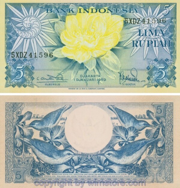 Indonesien, P065r, 5 Rupiah 1959, Serie XDZ; 1, Ersatzbanknote