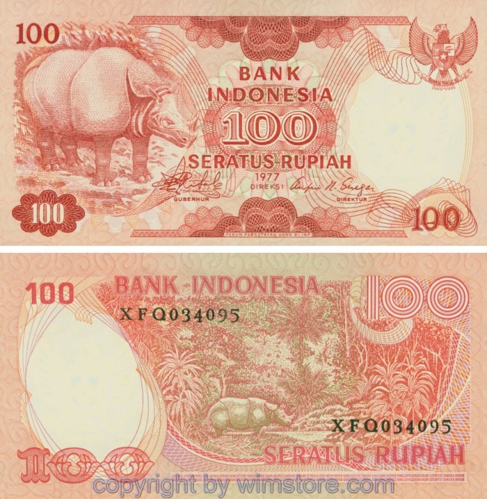 Indonesien, P116r, 100 Rupiah 1977; Serie XFQ; 1, Ersatzbanknote