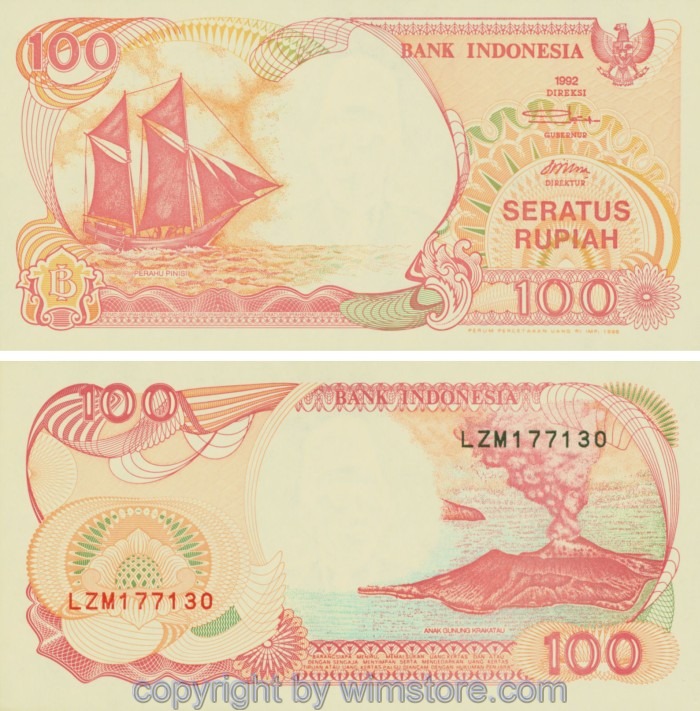 Indonesien, P127e, 100 Rupiah 1992 / 1996, Serie LZM; 1