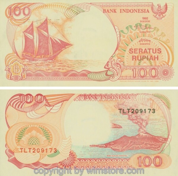 Indonesien, P127g, 100 Rupiah 1992 / 1999, Serie TLT; 1