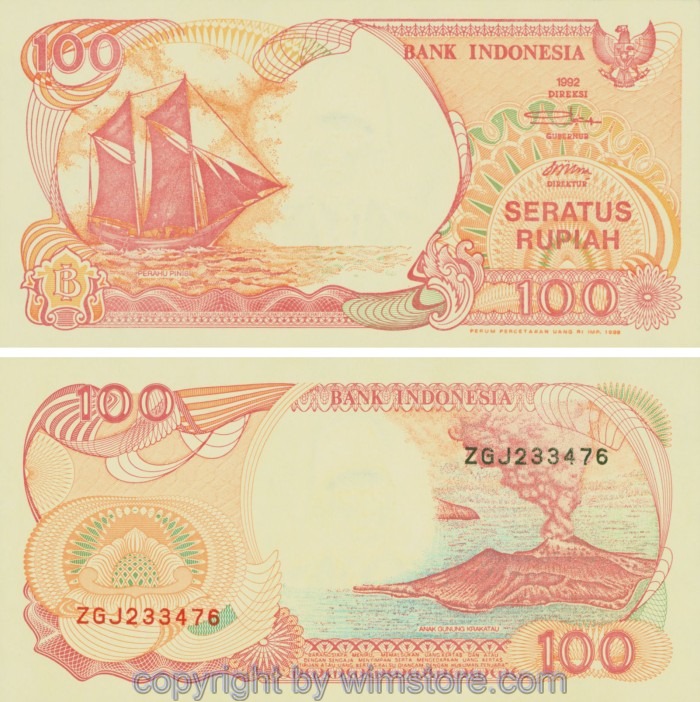 Indonesien, P127g, 100 Rupiah 1992 / 1999, Serie ZGJ; 1